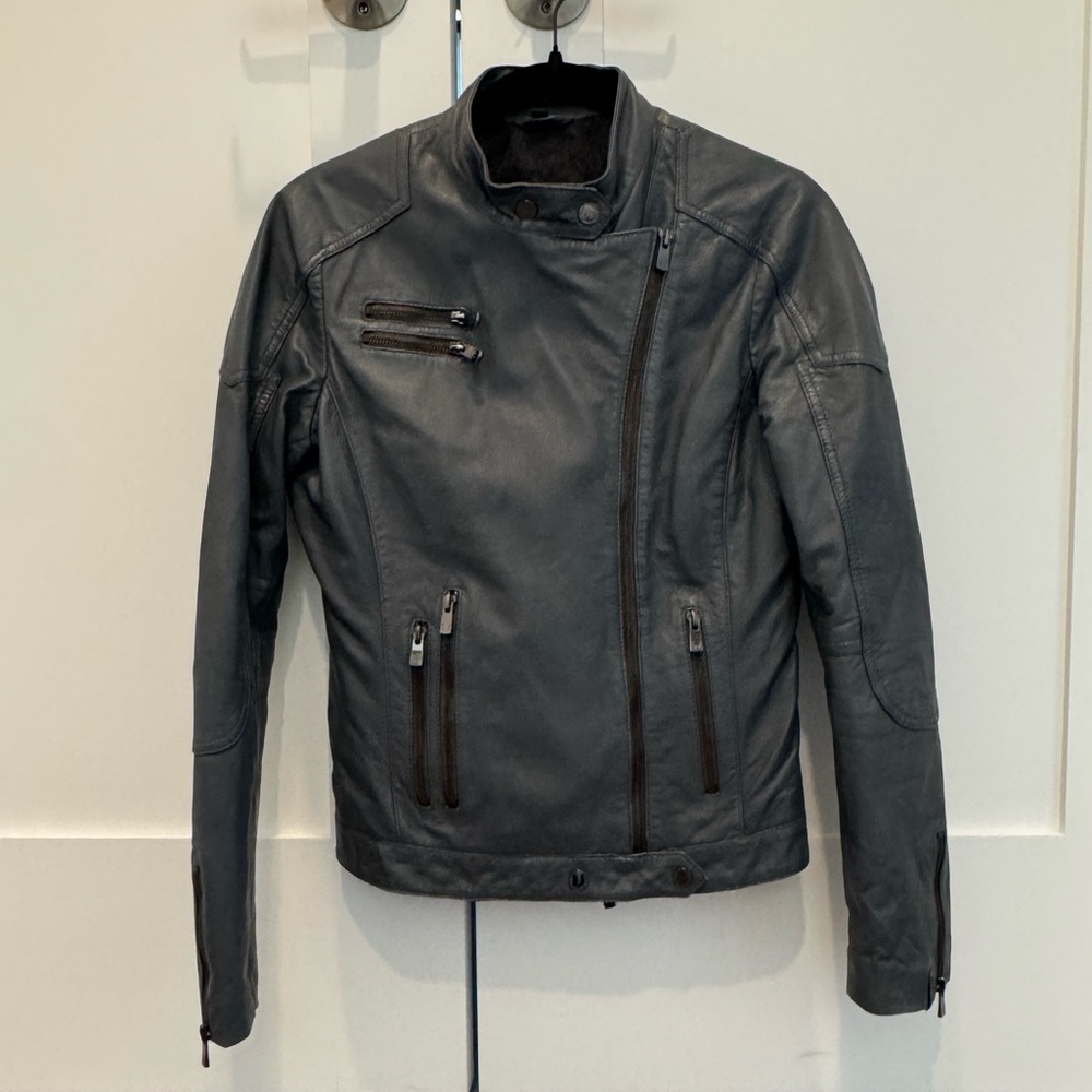 Bod & Christiansen Women’s Leather Jacket size Small Grey